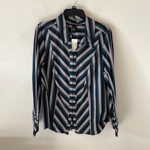 NWT Lane Bryant Striped Long Sleeve Button Down Top- Size 18-20.